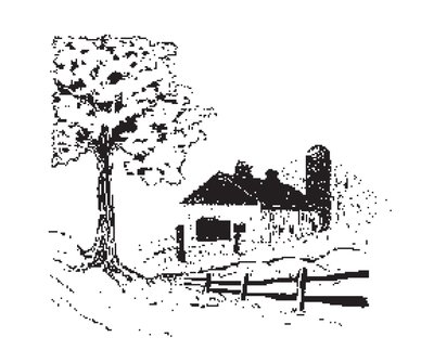 Barn Scene with Tree 