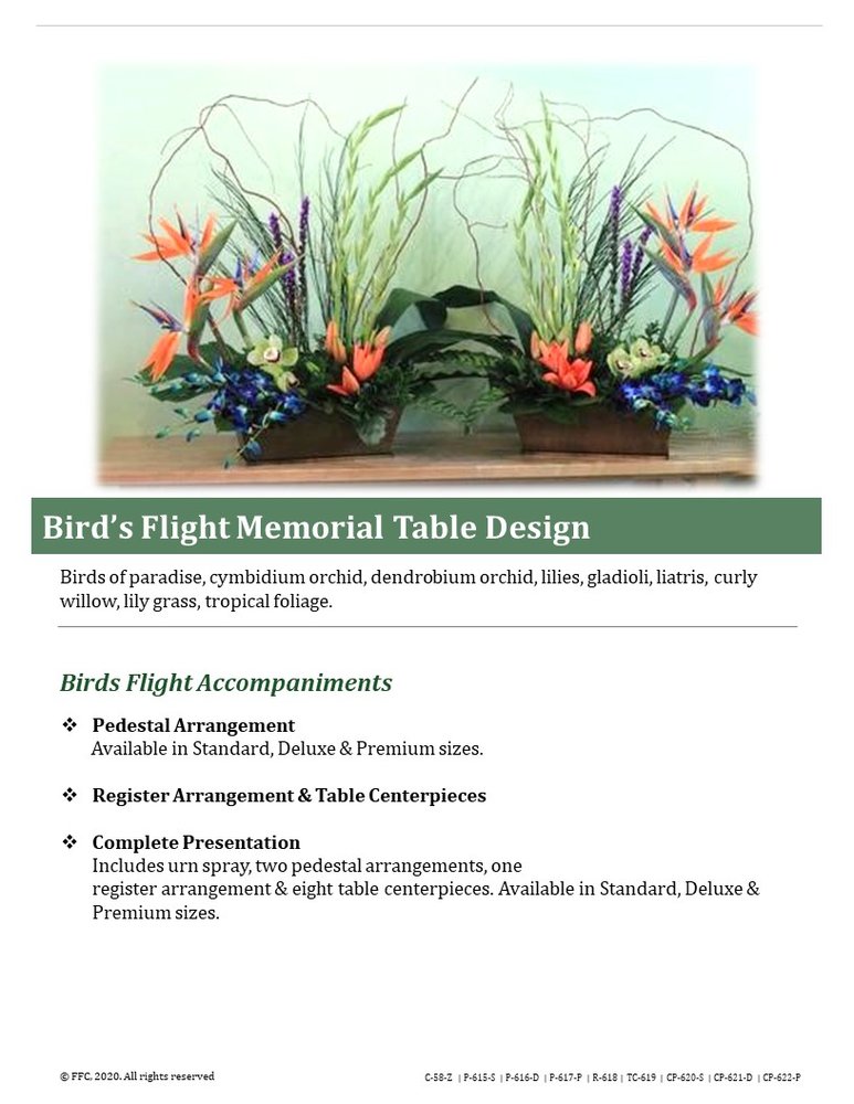 Bird's Flight Memorial Table Design