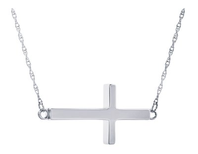 Sideways Sterling Silver Cross Necklace