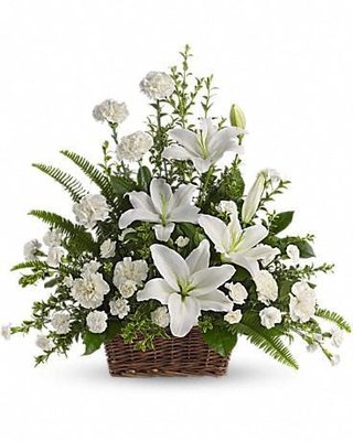 Peaceful White Lilies Basket - Medium